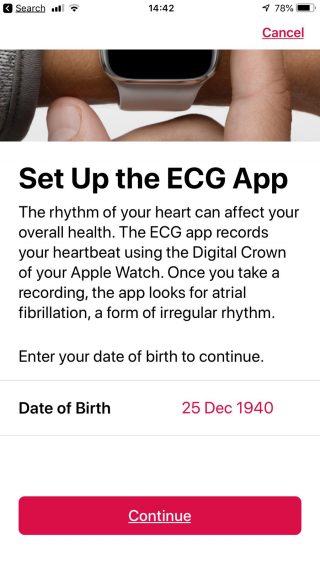 Screenshot: ECG App Setup